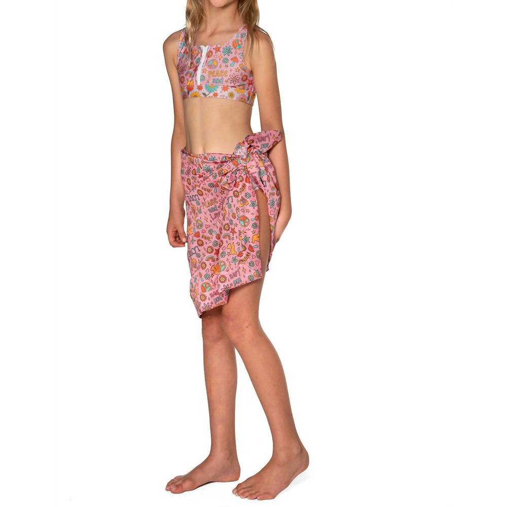 NEW OLGA VALENTINE kids peace, love and happiness sarong in dusty